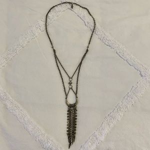 Ettika Necklace with gunmetal fringe chain